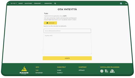 MasonSlots Casino Asiakaspalvelu ja yhteystiedot